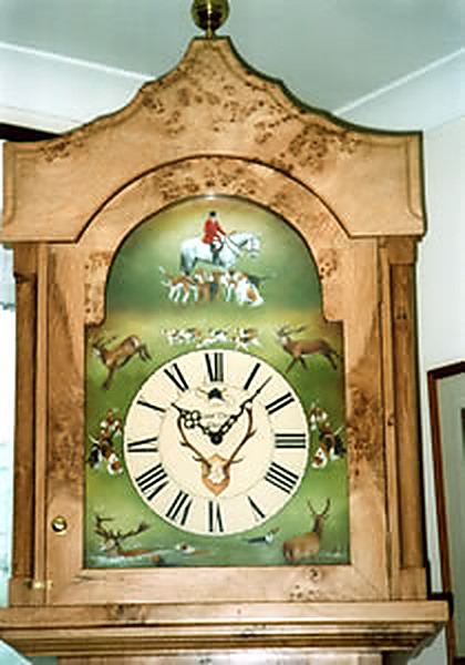 Earlier work: grandfather clock with face painted by Teresa Davis